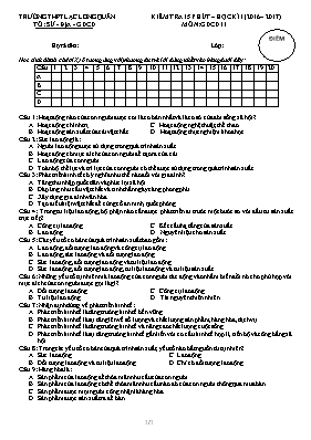 Đề kiểm tra 15p học kì I Giáo dục công dân lớp 11 - Năm học 2016-2017 - Trường THPT Lạc Long Quân